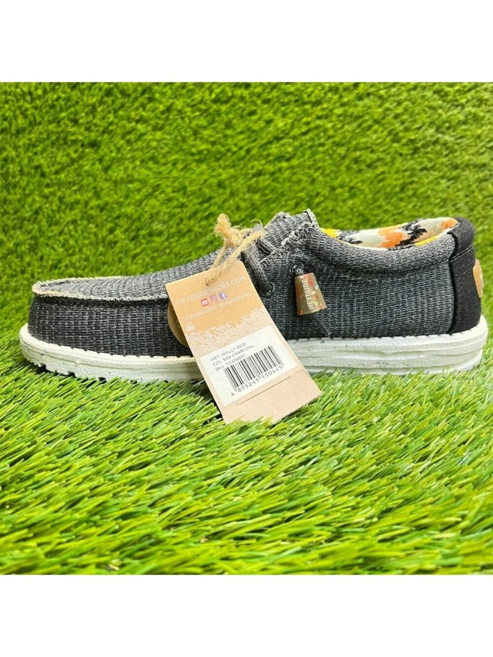 Hey Dude Wally Eco Sox Charcoal Gray Mens Size 8 Casual Walking Slip-On Shoes
